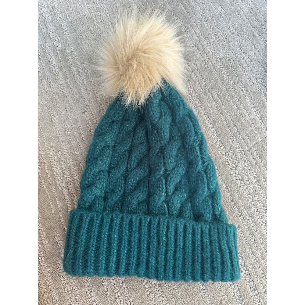 Abercrombie & Fitch Pom Pom Beanie Hat Adult Green Cuffed
